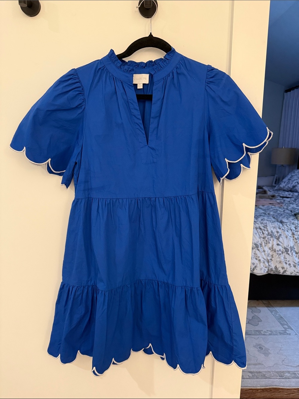 Sugarlips Women's Scallop Hem Short Sleeve Dress - Royal Blue